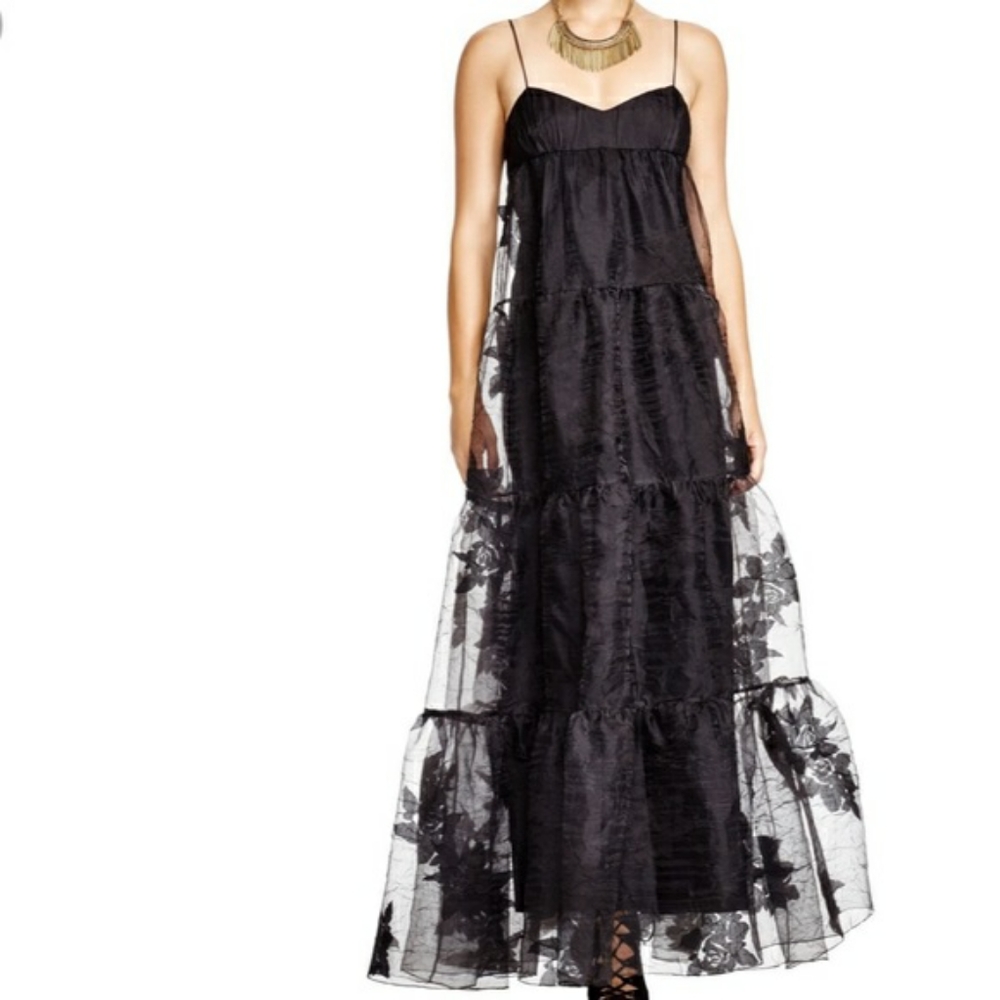 Free People Low back Black Rose maxi dress NWT